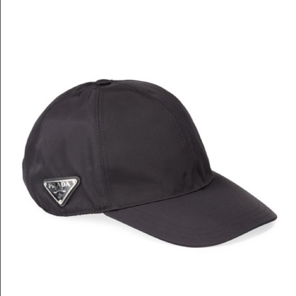 Prada Logo-plaque Nylon Baseball Cap In Black